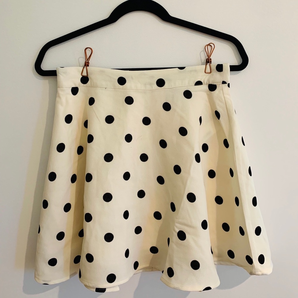 Polka Dot Black and White Mini Skater Skirt